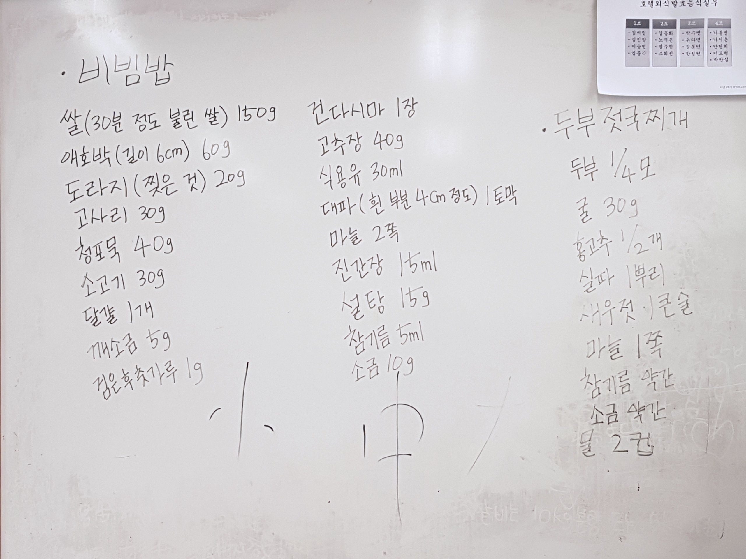 ﻿기초 한식 조리 실습(비빔밥)