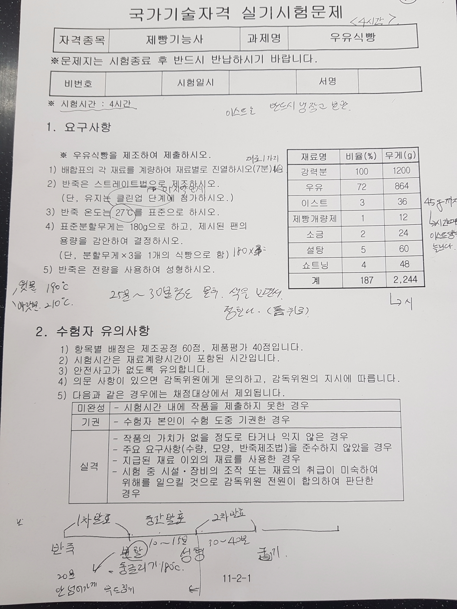 ﻿제과제빵 실습(우유 식빵)
